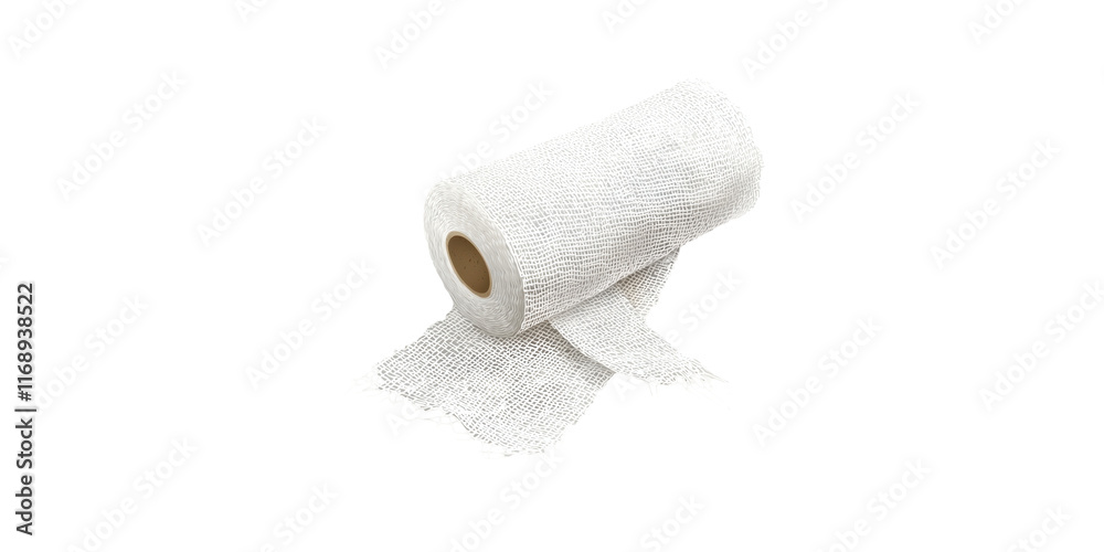 Fototapeta premium Single Roll Of White Paper Towel Isolated On Transparent Background