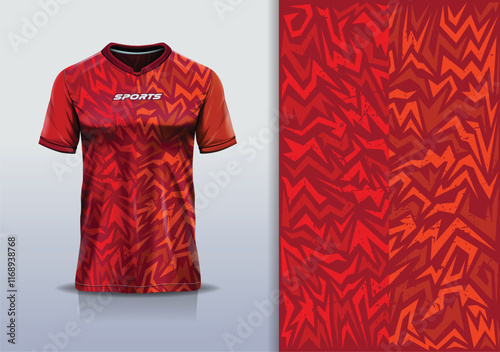 Sport jersey template sharp line mockup texture grunge rustic abstract vector design for football soccer, racing, running, e sports, red orange color
