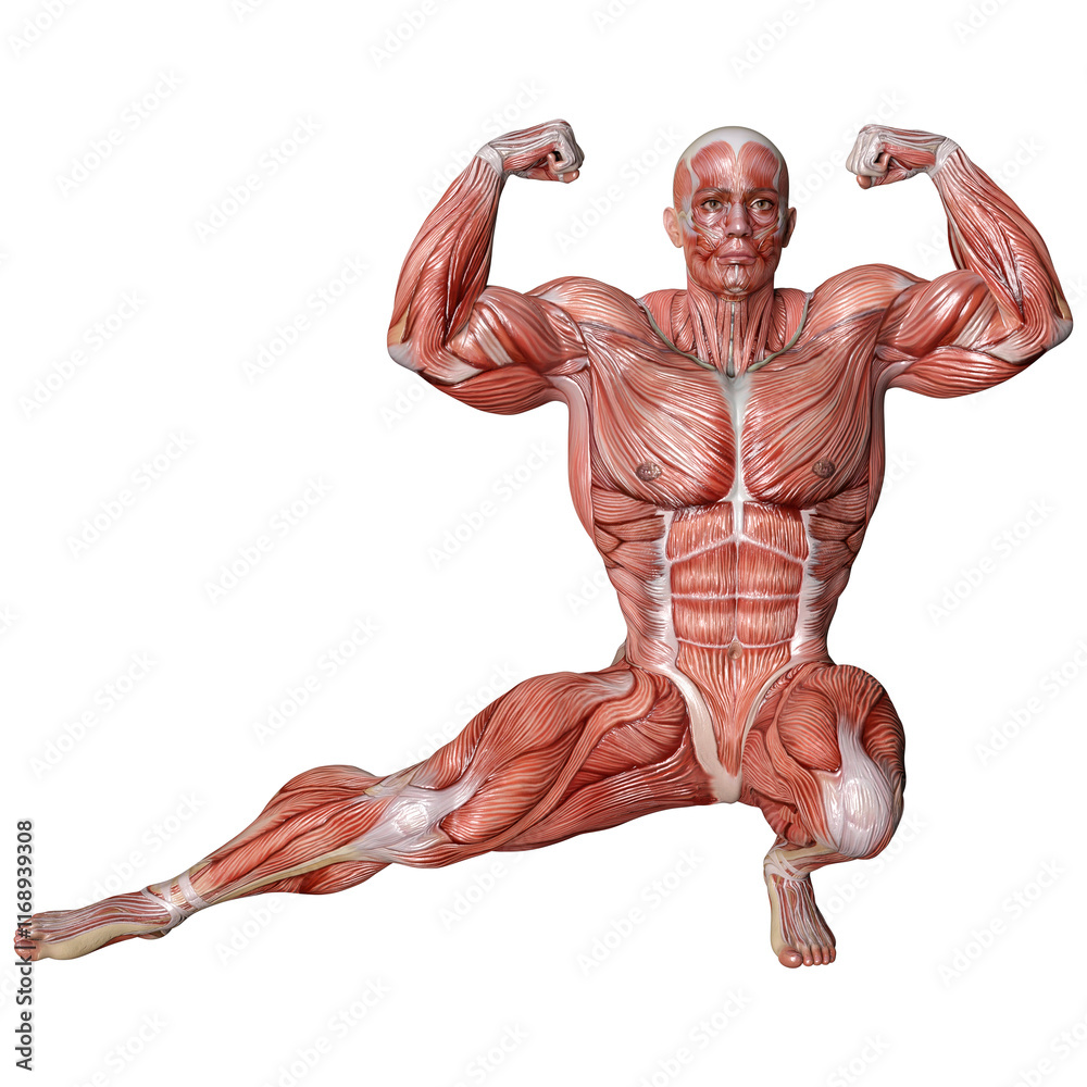 3D Rendering Male Anatomy Figure on White