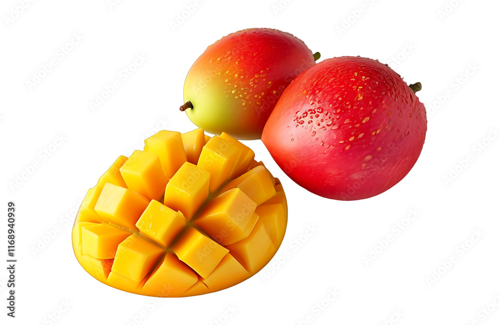 Close-Up of Fresh fruit mango on transparent background