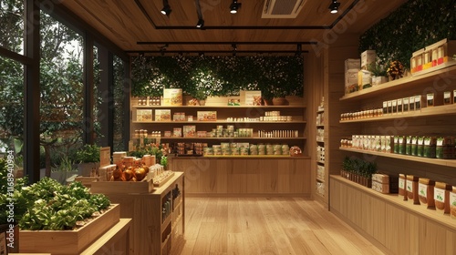 Wooden Store Featuring Organic Products And Greenery