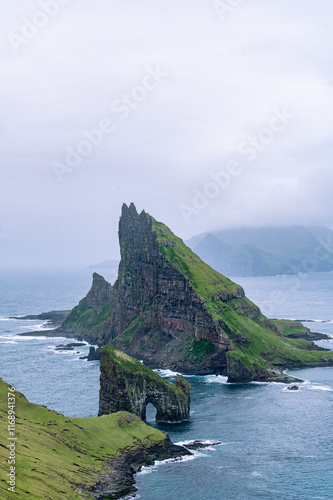 Famous rock formation in the Faroe Island