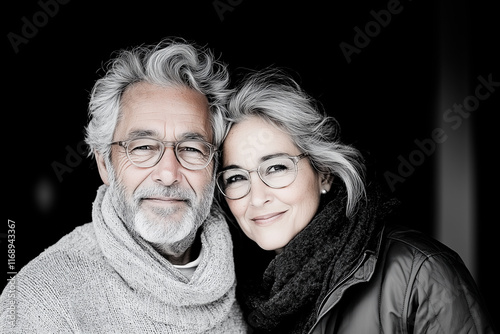 Heartwarming picture of an elderly couple. love, care, family, longevity, beauty of good lasting relationships. theme of health, happiness, togetherness. Banner, cover, poster. Generative Ai content