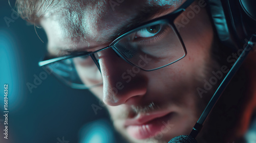 Intense gamer focused on esports competition