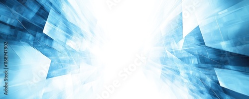 Abstract blue geometric background with light effects