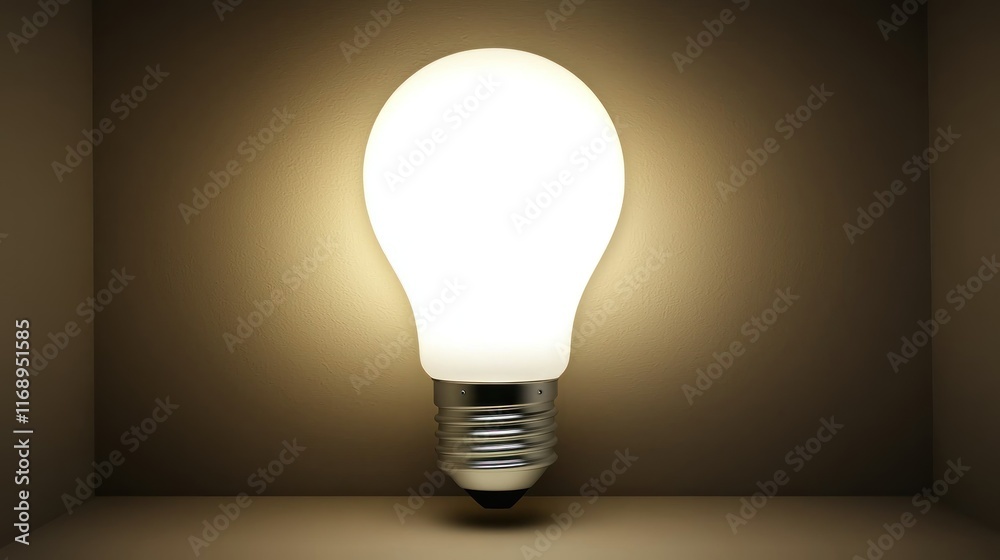 A glowing light bulb illuminating a dark space. A glowing light bulb illuminating a dark space.