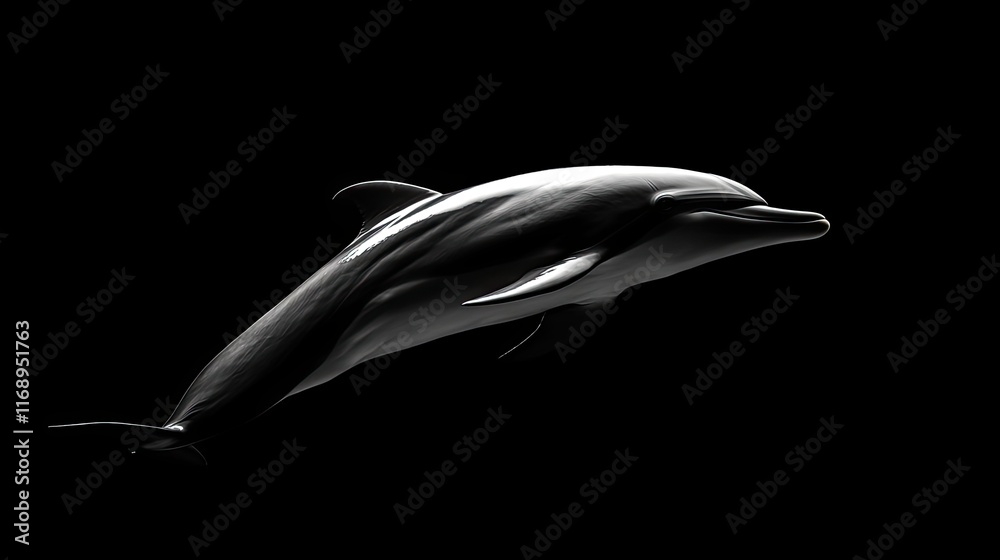 A Sleek Black Dolphin Leaps Through Dark Waters A Sleek Black Dolphin Leaps Through Dark Waters