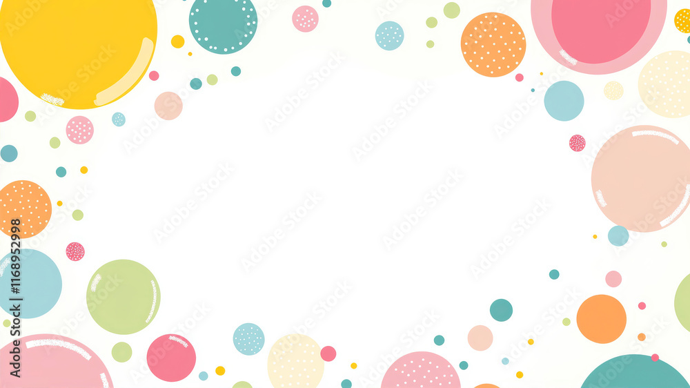 Colorful Flat Shapes With Pastel Tones Create a Cheerful Frame Against a White Background Colorful Flat Shapes With Pastel Tones Create a Cheerful Frame Against a White Background