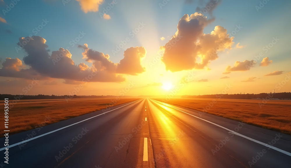 A beautiful sunset lighting up a peaceful road, bringing warm tones to the surroundings and fostering a calm sense of liberty and tranquility.
A beautiful sunset lighting up a peaceful road, bringing warm tones to the surroundings and fostering a calm sense of liberty and tranquility.
