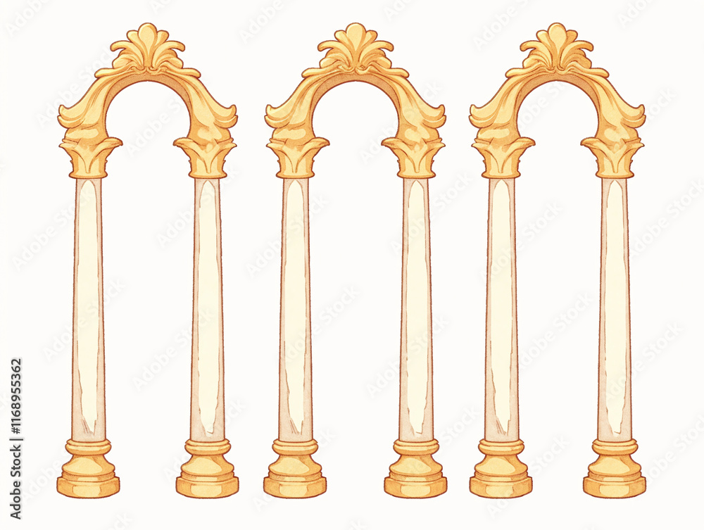 Fototapeta premium Ornate Golden Arches and Columns