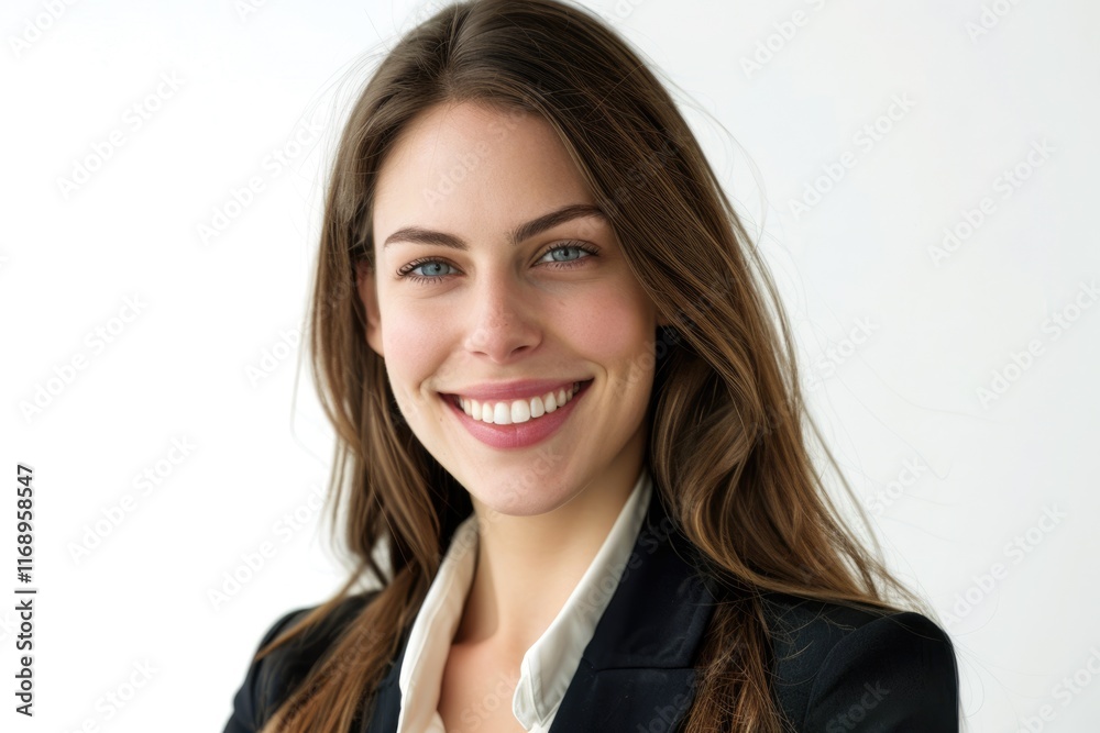 Portrait of smiling business woman isolated on white background Portrait of smiling business woman isolated on white background