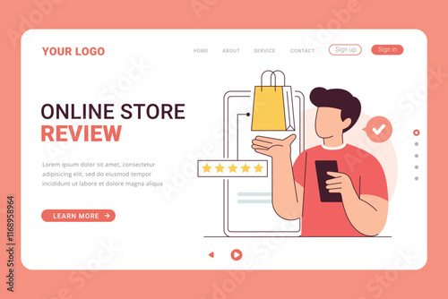 Online Store Review Landing page for online shopping web banner