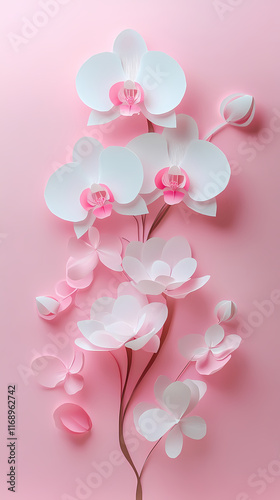 Phalaenopsis Orchids logo 3d vector papercut