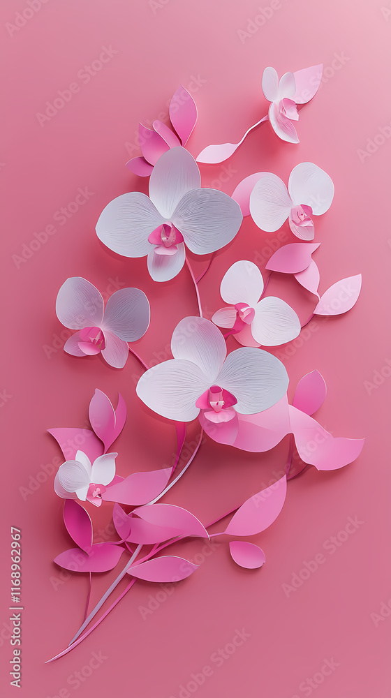 Fototapeta premium Phalaenopsis Orchids logo 3d vector papercut