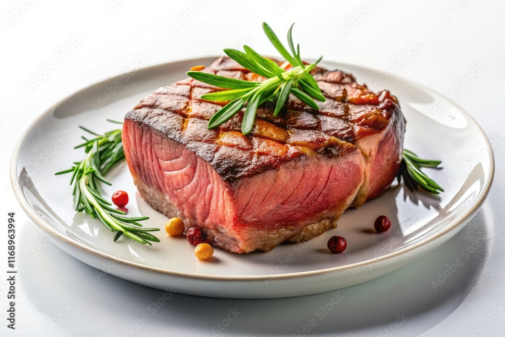 Perfectly grilled steak, isolated on white, ready to enjoy. Perfectly grilled steak, isolated on white, ready to enjoy.