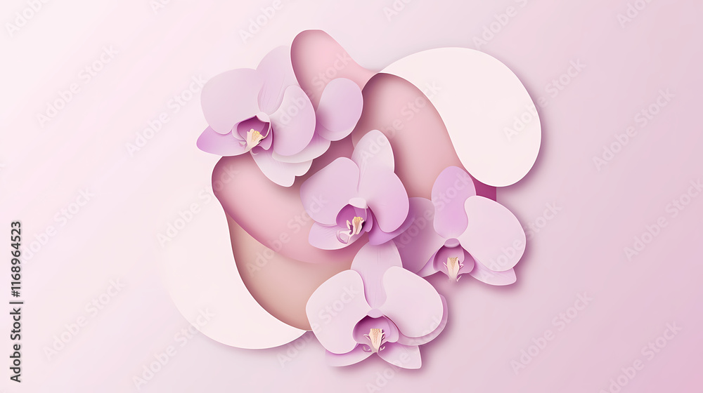 Phalaenopsis Orchids logo 3d vector papercut Phalaenopsis Orchids logo 3d vector papercut