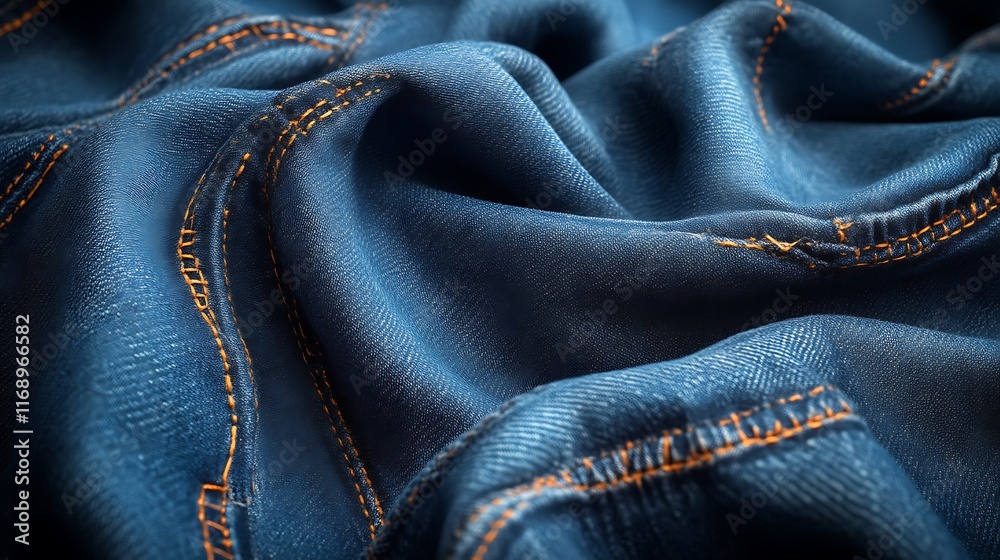 Naklejka premium Detailed Closeup Of Blue Jeans Fabric Texture