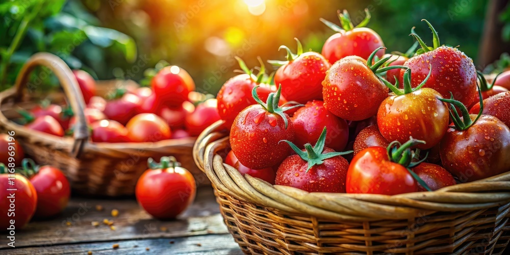 Ripe red tomatoes burst from the vine; a photographic journey through a sun-drenched tomato harvest. Ripe red tomatoes burst from the vine; a photographic journey through a sun-drenched tomato harvest.