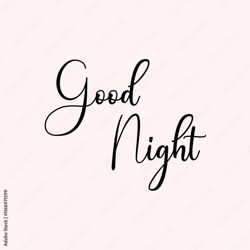 Obraz premium Good Night Text Typography isolated on light background