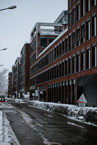 Photography winter in the modern urban center of bratislava
