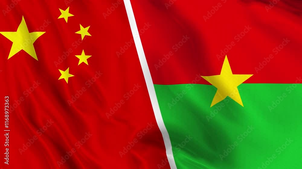 China and Burkina Faso Flag Loop China and Burkina Faso Flag Loop
