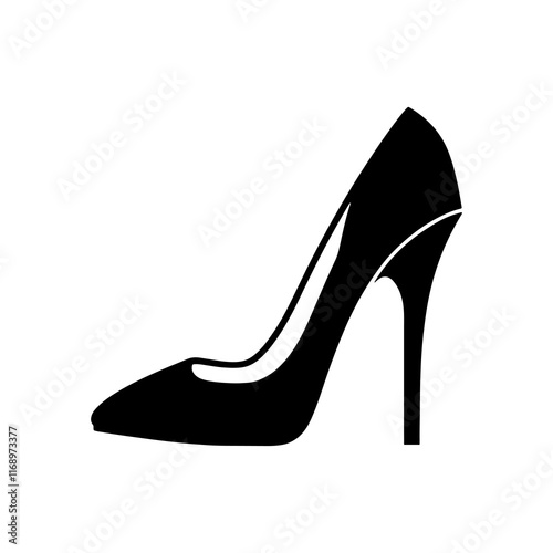Female black high heels shoes silhouette vector illustration design on white background.