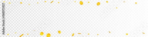 Korean won coins falling. Scattered gold WON