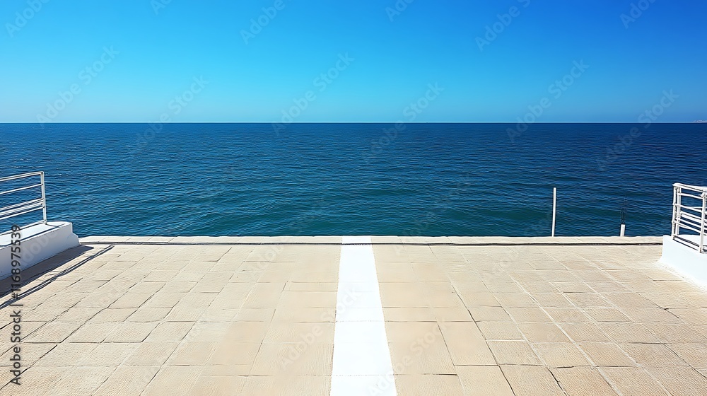 Obraz premium Tranquil Seascape View From A White Deck
