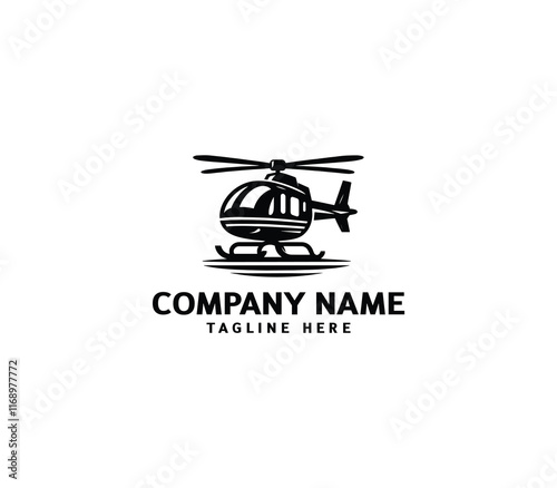 Helicopter logo design. Flying helicopter logo. Helicopter logo silhouette