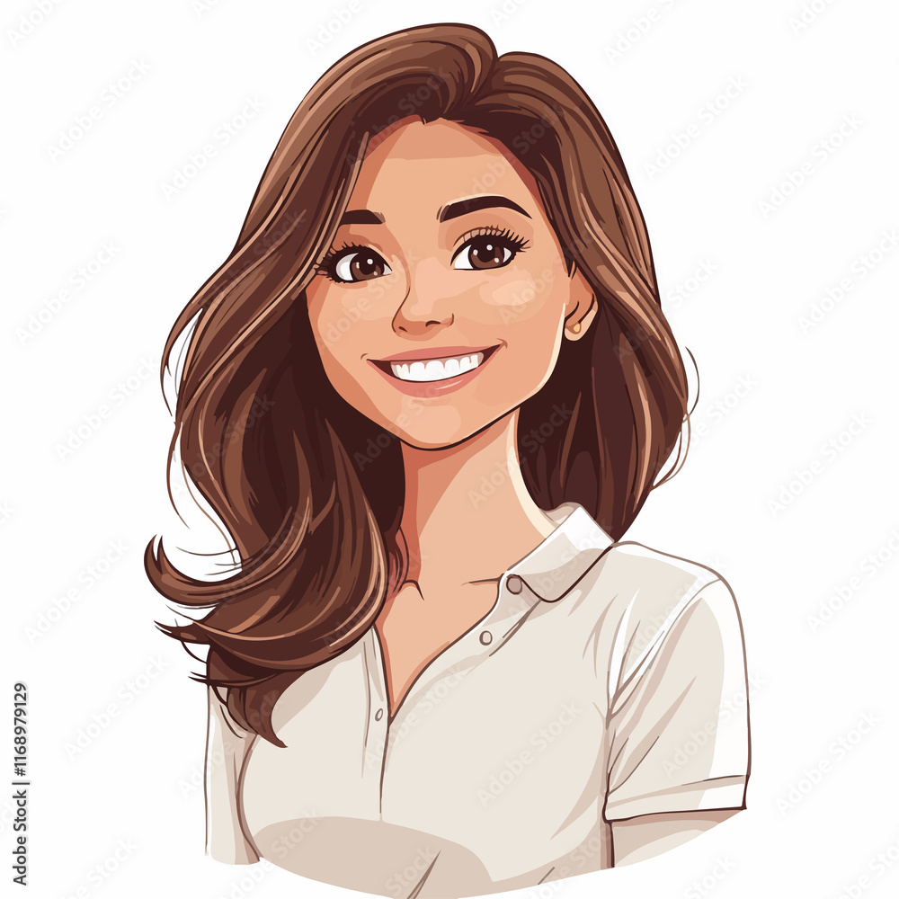 Cheerful young woman smiling in a cartoon vector illustration Cheerful young woman smiling in a cartoon vector illustration