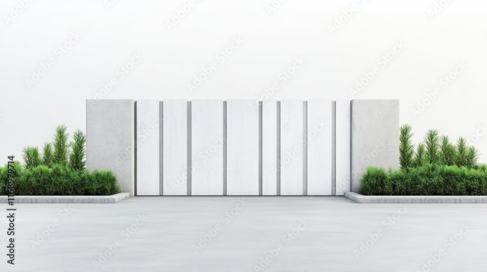 Fototapeta premium Contemporary architectural design urban space visual rendering minimalist environment straight-on perspective modern aesthetics