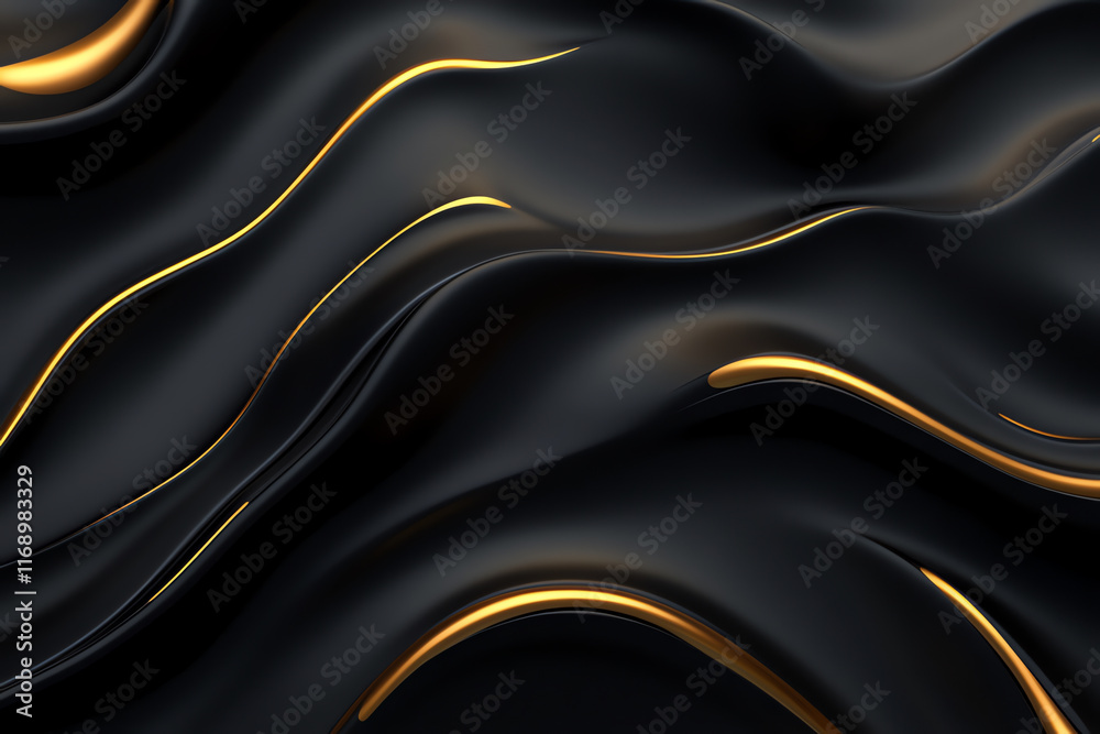 3D Gold Waves: Matte Black and Abstract Luxury background wallpaper 3D Gold Waves: Matte Black and Abstract Luxury background wallpaper