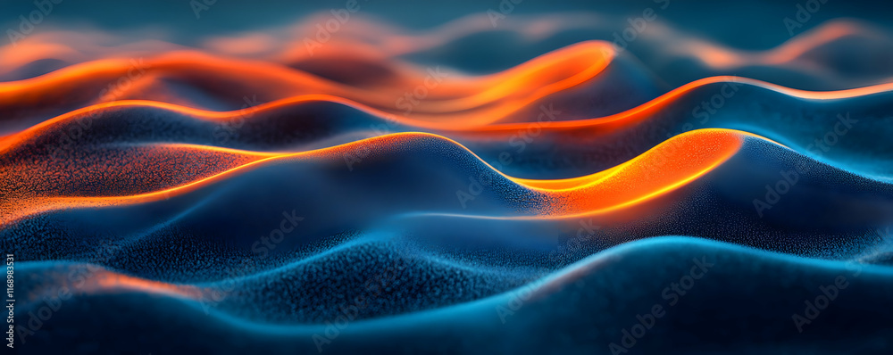 Obraz premium 3D Abstract Background: Blue Orange Waves