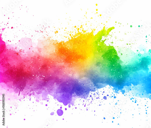 Watercolor splash color background vector illustration, rainbow colors on a white background, vector illustration, colorful, beautiful, detailed, high resolution photo