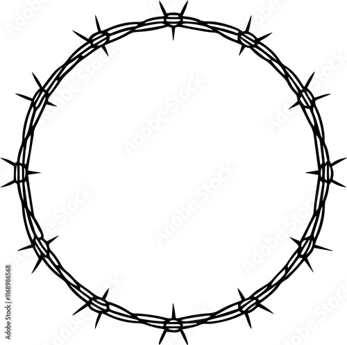 security protection wire rounded barbed fence frame silhouette vector illustration
