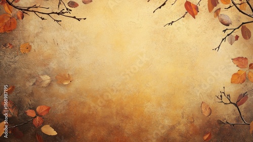 Autumn background. Featuring warm oranges, yellows, and browns with falling leaves. Representing the season�s beauty. Suitable for seasonal marketing and designs photo