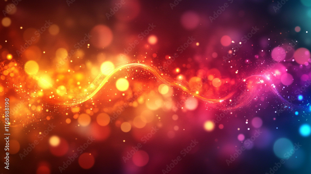 Fototapeta premium A colorful, swirling line of dots with a red background