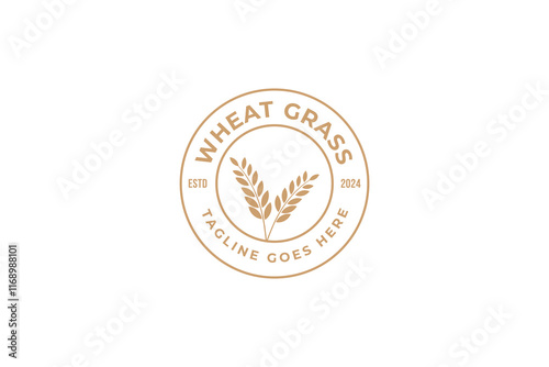 Badge wheat grass logo design template vector illustration