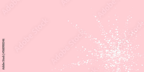 White hearts scattered on pink background.