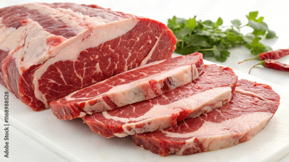 raw meat on a cutting board isolated on white raw meat on a cutting board isolated on white