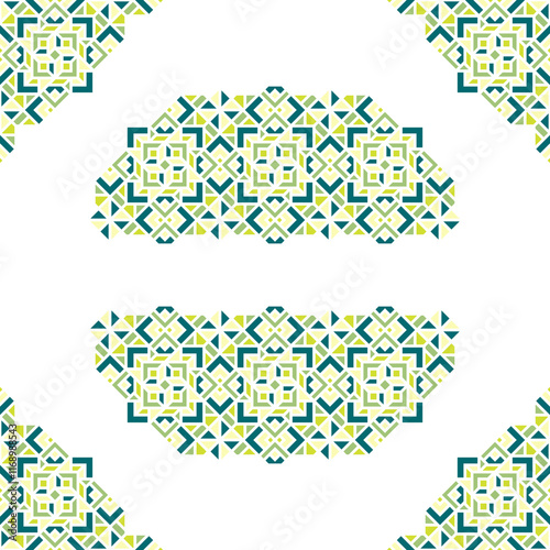 Green Pastel Oriental Geometric Ornament Pattern