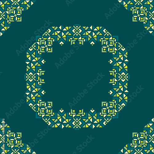 Octagonal Green Pastel Oriental Ornament on Dark Theme