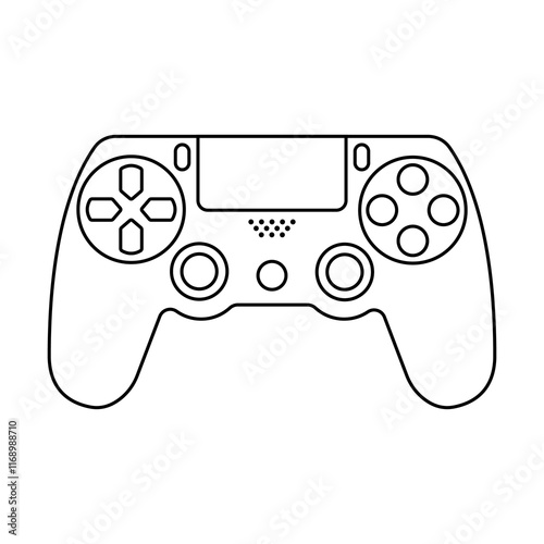 
An illustration depicting a black joystick icon for computer games, on a white background.