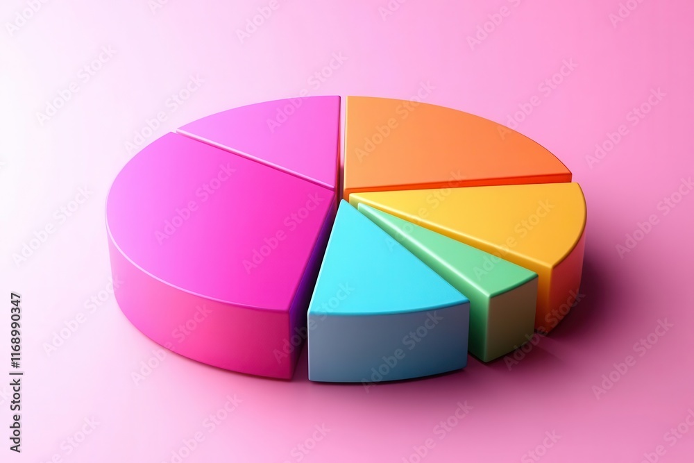 colorful 3d pie chart displayed against a solid pastel background visually representing data in a vibrant and engaging way that emphasizes clarity and creativity in information presentation colorful 3d pie chart displayed against a solid pastel background visually representing data in a vibrant and engaging way that emphasizes clarity and creativity in information presentation