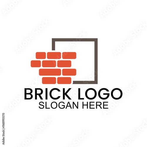 brick logo for property, symbol, icon, vector illustration of house building template.