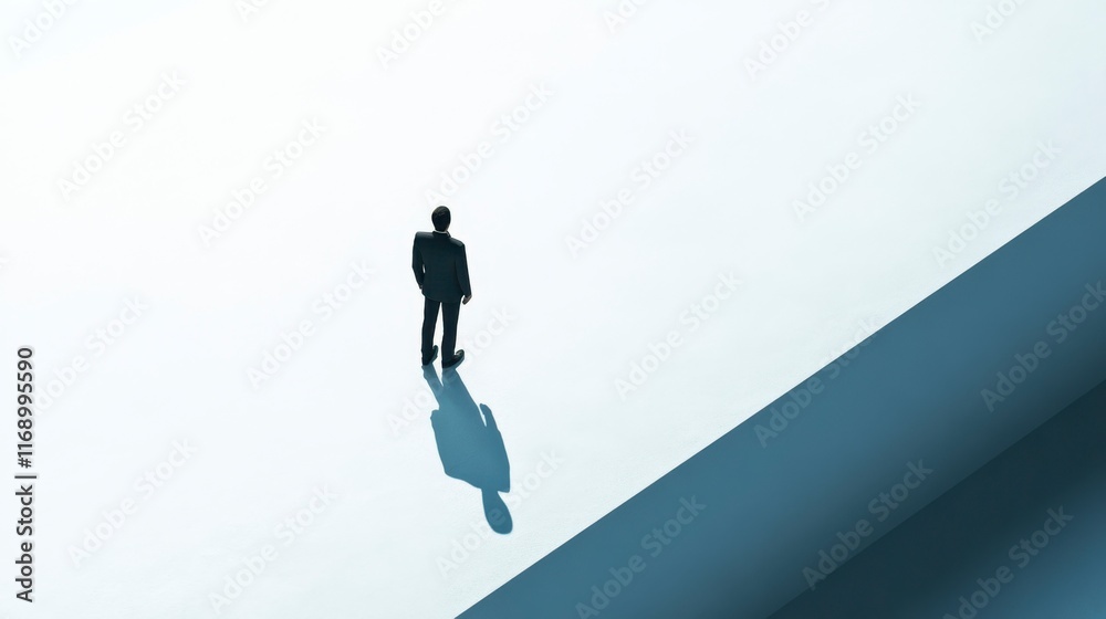 Businessman Facing a Difficult Decision, Minimalist Concept Businessman Facing a Difficult Decision, Minimalist Concept