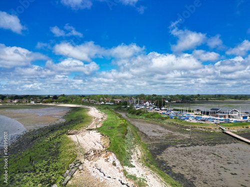 Peaceful Tourist Attraction of Stock Havant Hayling Beach and Ocean on Hayling Island and Former Civil Parish, Havant Hampshire, South East England Great Britain photo