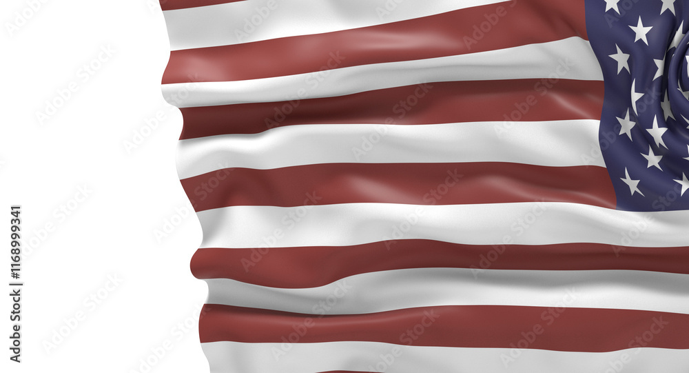 Fototapeta premium Waving American Flag Isolated on White Background