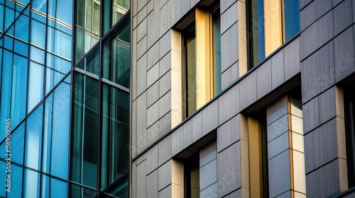 Modern Architectural Facade  A Study in Glass and Stone