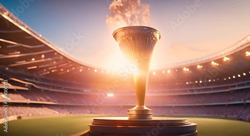 Olympic torch blazes against the evening sky the stadiums outline soft in the background a symbol of perseverance and global unity 4K